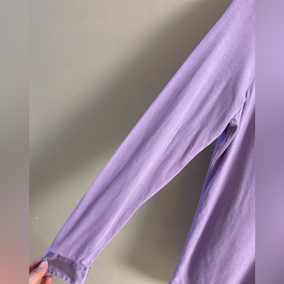 J Jill silk trim Henley lavender long sleeve Medium Petite - Picture 2 of 8